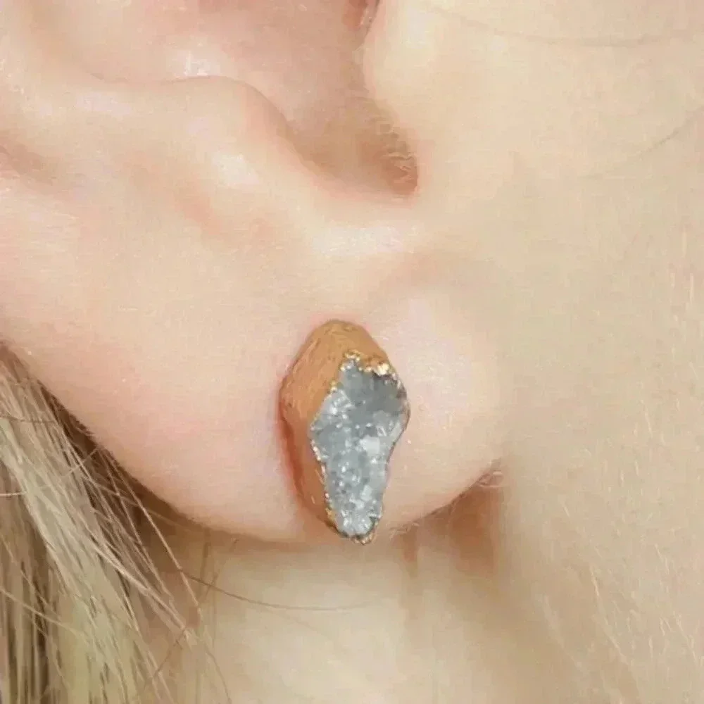 FAUX DRUZY STUD EARRINGS